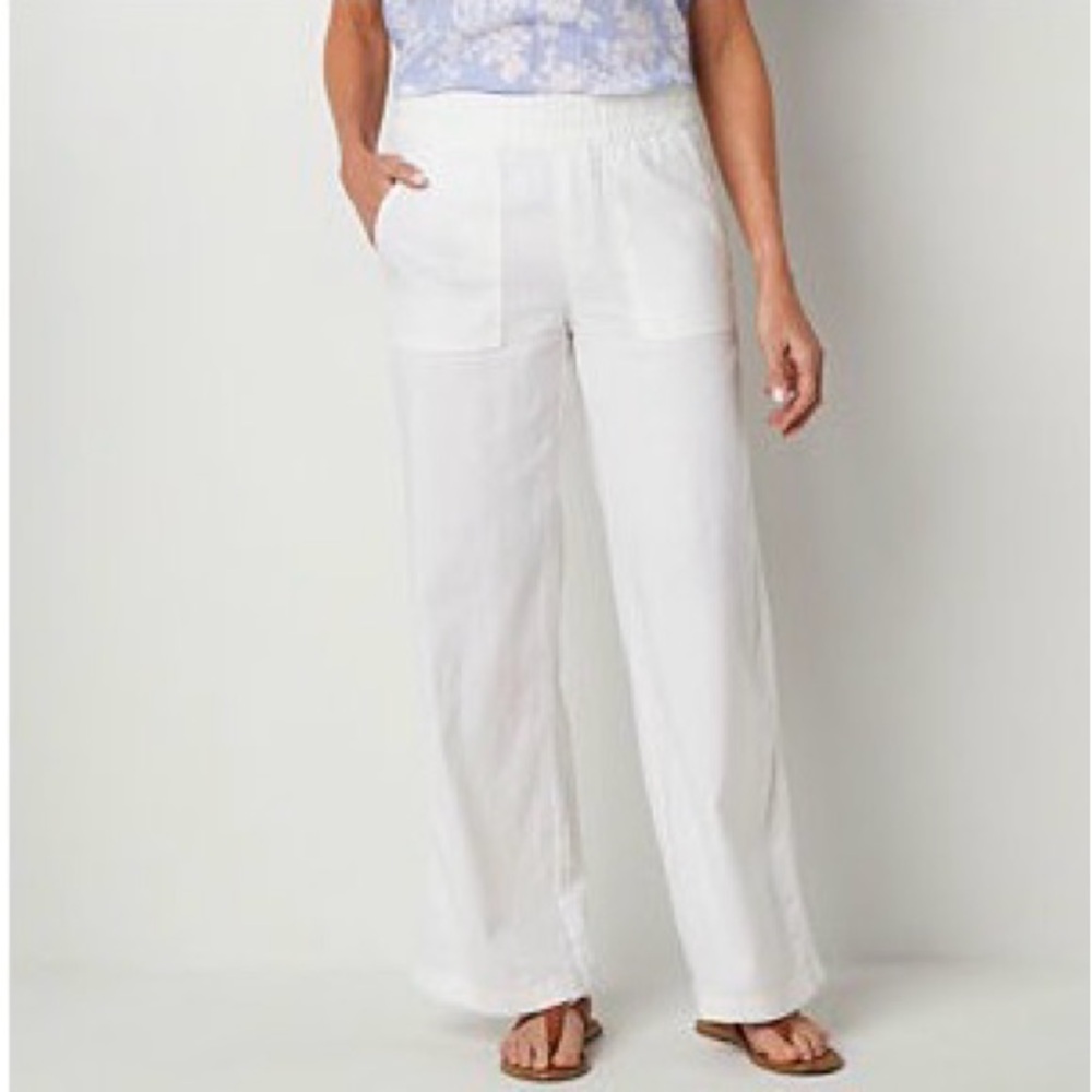 St. John's Bay Elegant White Wide-Leg Pants